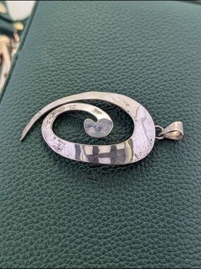 ✨ Vintage 925 Sterling Silver Modernist Abstract Swirl Statement Pendant ✨